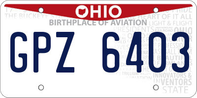 OH license plate GPZ6403