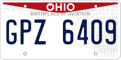 OH license plate GPZ6409