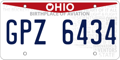 OH license plate GPZ6434