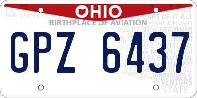 OH license plate GPZ6437