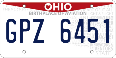 OH license plate GPZ6451