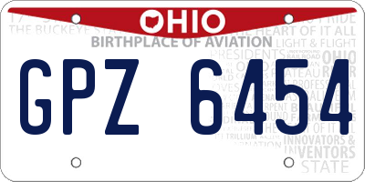 OH license plate GPZ6454