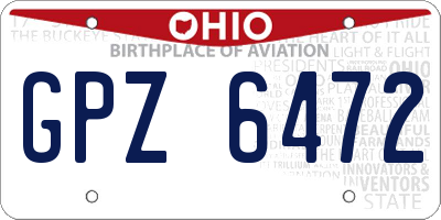 OH license plate GPZ6472