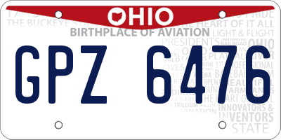 OH license plate GPZ6476