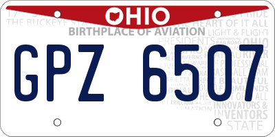 OH license plate GPZ6507