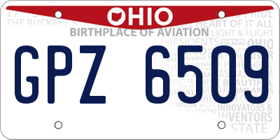 OH license plate GPZ6509
