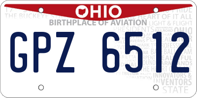 OH license plate GPZ6512