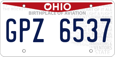 OH license plate GPZ6537