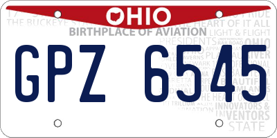 OH license plate GPZ6545