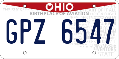 OH license plate GPZ6547
