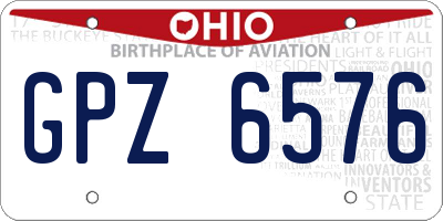 OH license plate GPZ6576