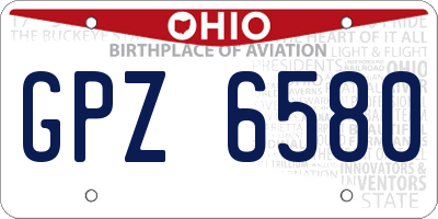 OH license plate GPZ6580