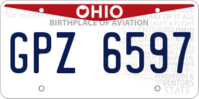 OH license plate GPZ6597