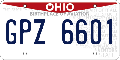 OH license plate GPZ6601