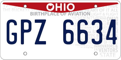 OH license plate GPZ6634
