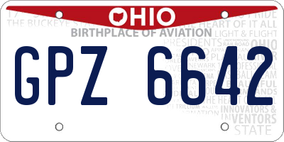 OH license plate GPZ6642