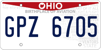 OH license plate GPZ6705