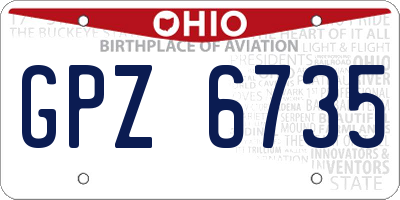 OH license plate GPZ6735
