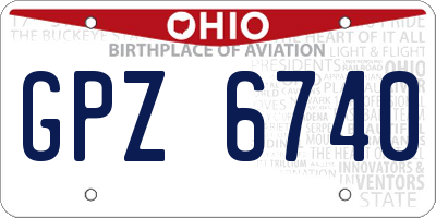OH license plate GPZ6740