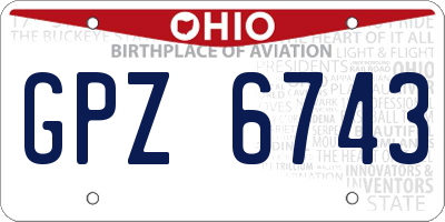 OH license plate GPZ6743