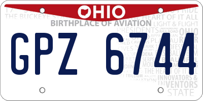 OH license plate GPZ6744
