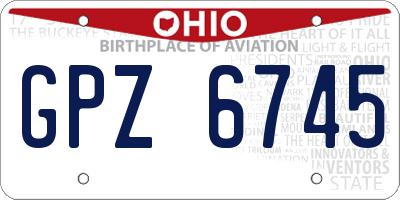 OH license plate GPZ6745