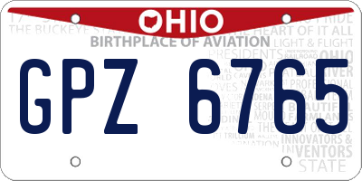 OH license plate GPZ6765