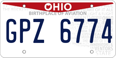 OH license plate GPZ6774