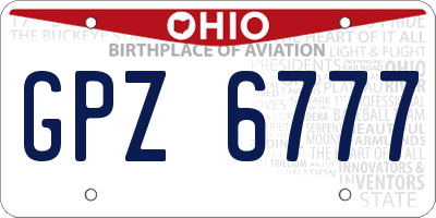OH license plate GPZ6777