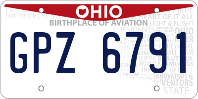 OH license plate GPZ6791