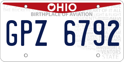 OH license plate GPZ6792