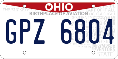 OH license plate GPZ6804