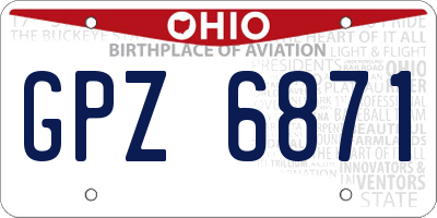 OH license plate GPZ6871
