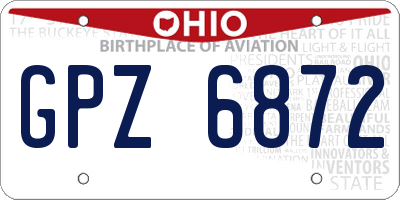 OH license plate GPZ6872