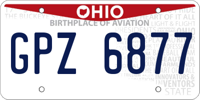 OH license plate GPZ6877