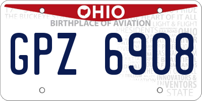 OH license plate GPZ6908