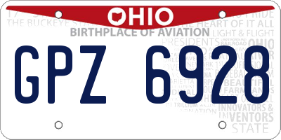 OH license plate GPZ6928