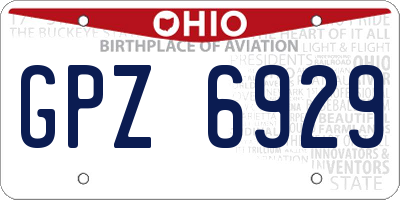 OH license plate GPZ6929