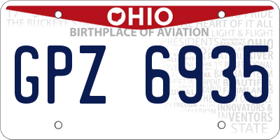 OH license plate GPZ6935