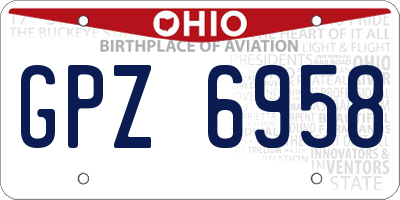 OH license plate GPZ6958