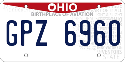 OH license plate GPZ6960