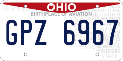 OH license plate GPZ6967