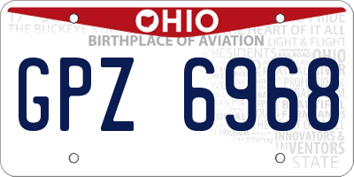 OH license plate GPZ6968