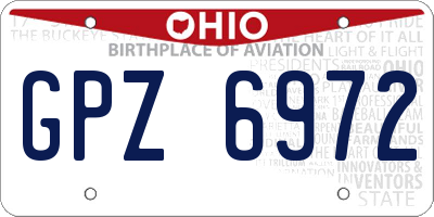 OH license plate GPZ6972