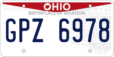 OH license plate GPZ6978