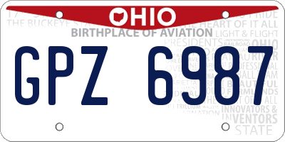 OH license plate GPZ6987