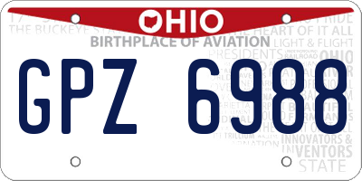 OH license plate GPZ6988