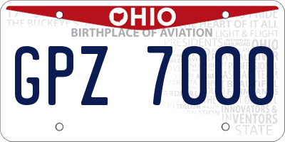 OH license plate GPZ7000