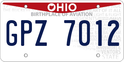 OH license plate GPZ7012