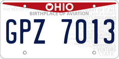 OH license plate GPZ7013